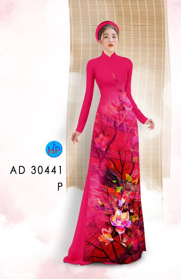 Vải Áo Dài Hoa In 3D AD 30441 4